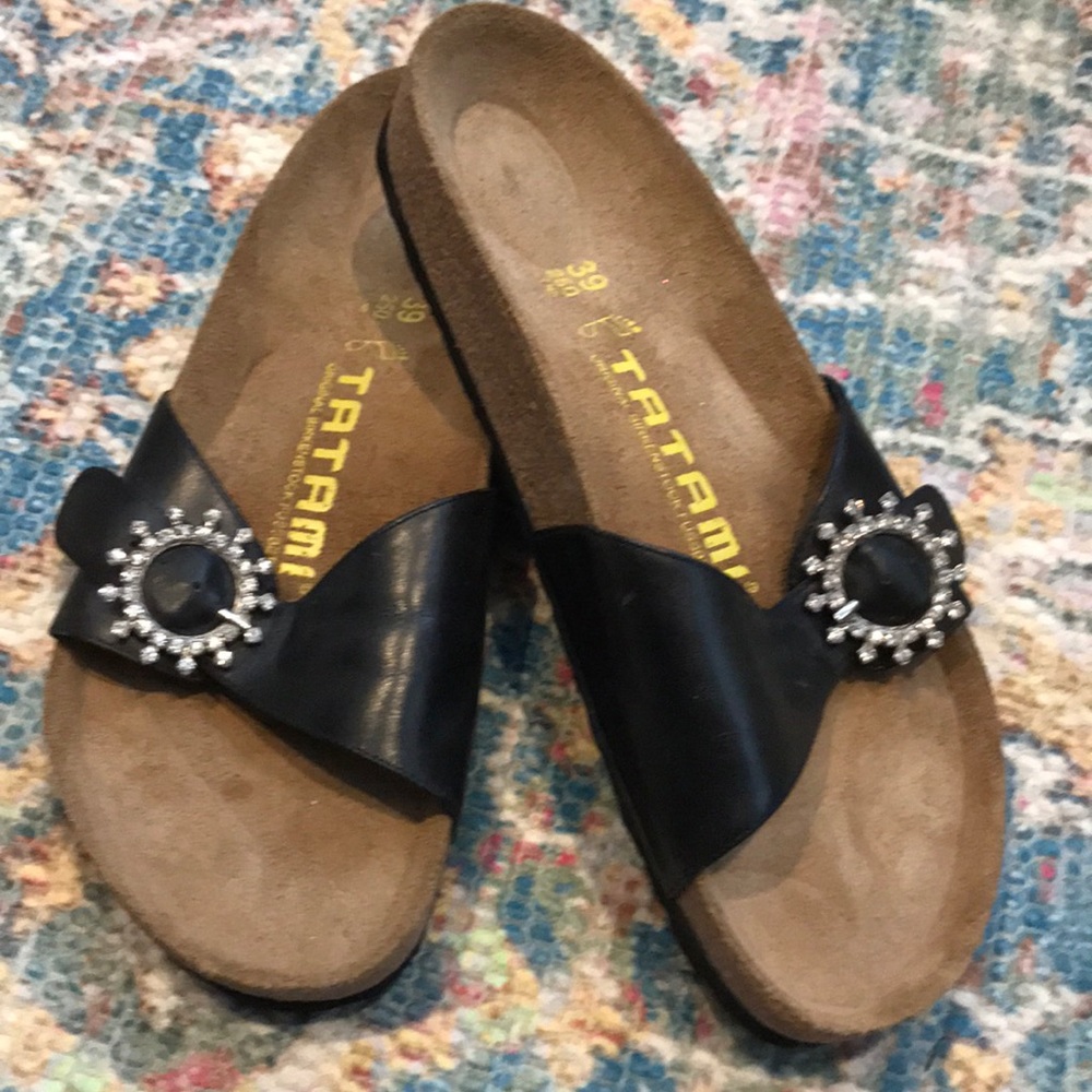 NWOT TATAMI BIRKENSTOCK Black Rhinestone Slide